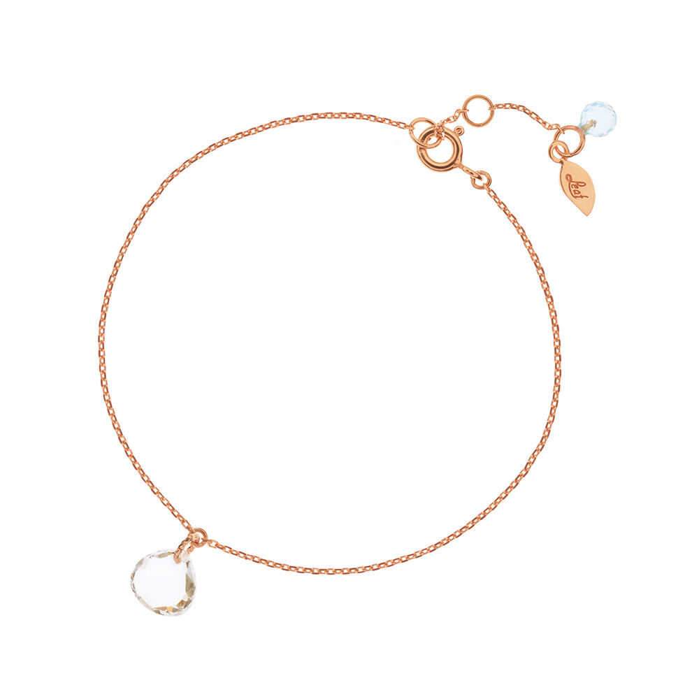 Armkettchen Heart, 18 K Rosegold vergoldet, Bergkristall
