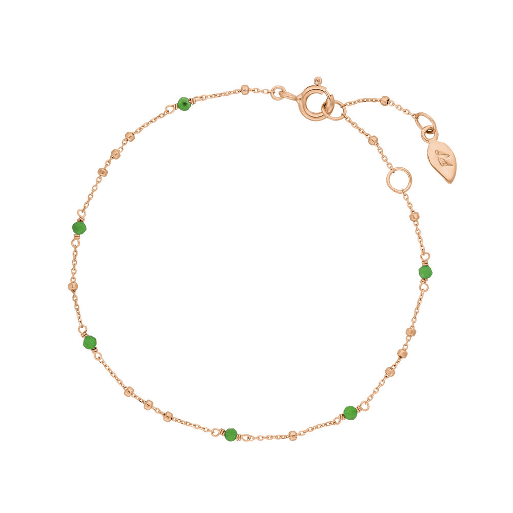 Armkette Flying Gems, Gr�ner Achat, 18 K Rosegold vergoldet