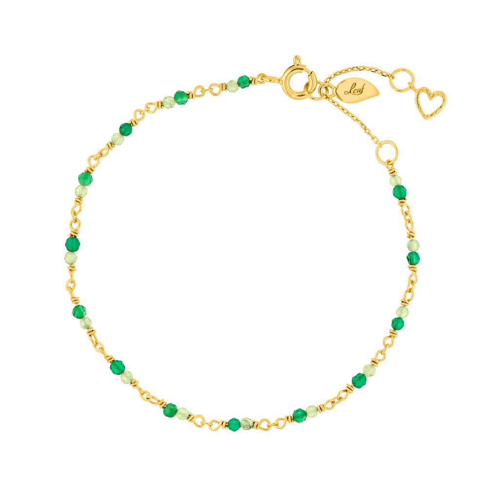 Armkette Gr�ner Achat, 18 K Gelbgold vergoldet