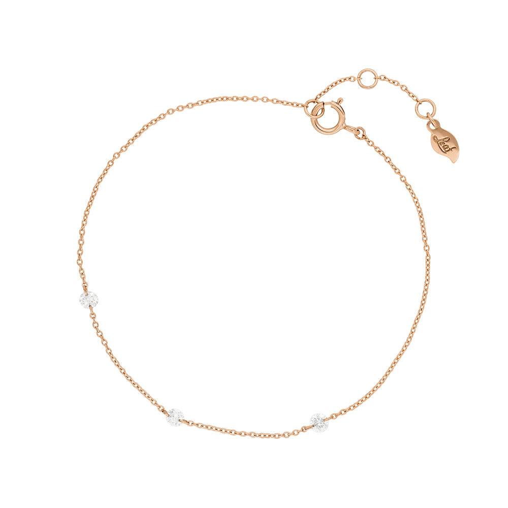 Armkette PURE Triple Diamant, 18 Karat Rosegold