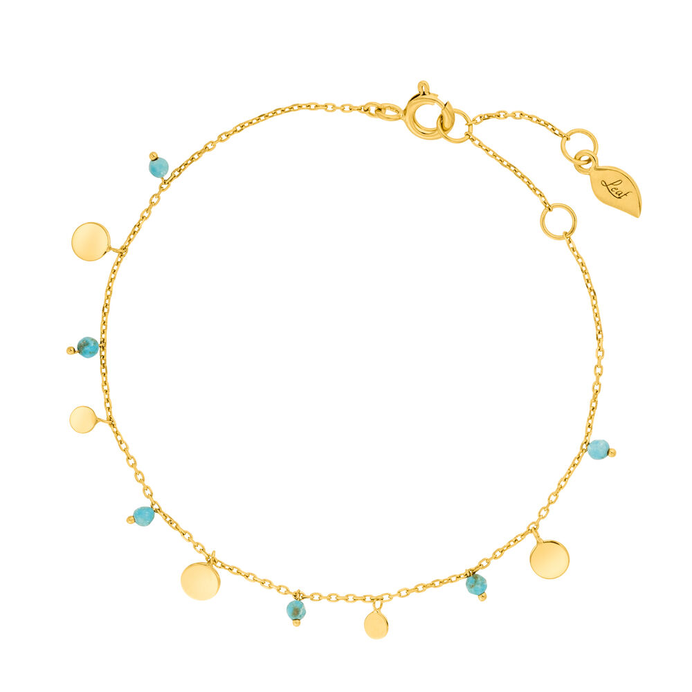 Armkette Platelet T�rkis, 18 K Gelbgold vergoldet