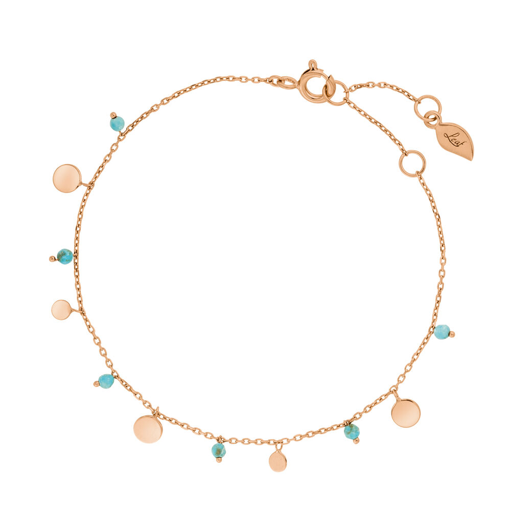Armkette Platelet T�rkis, 18 K Rosegold vergoldet