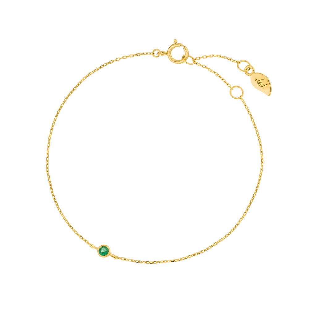 Armkette Smaragd, 14 Karat Gelbgold