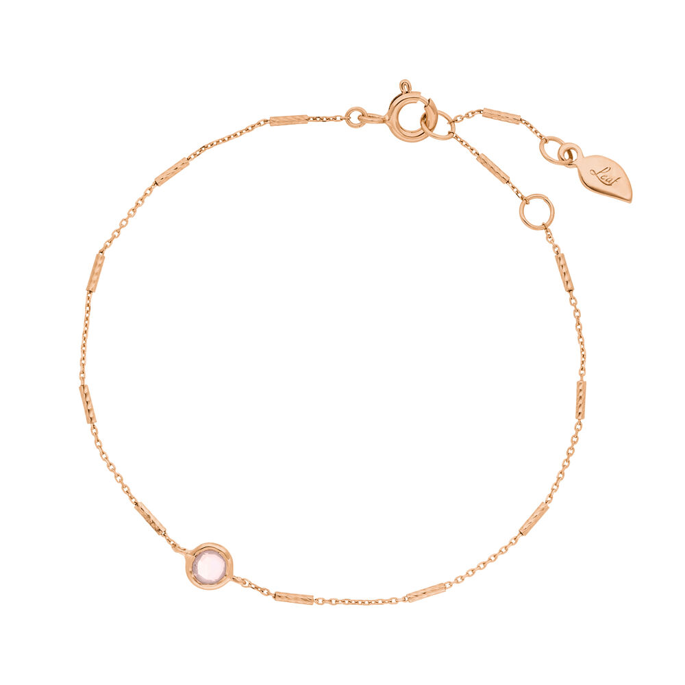 Armkette Solit�r, Rosenquarz, 18 K Rosegold vergoldet