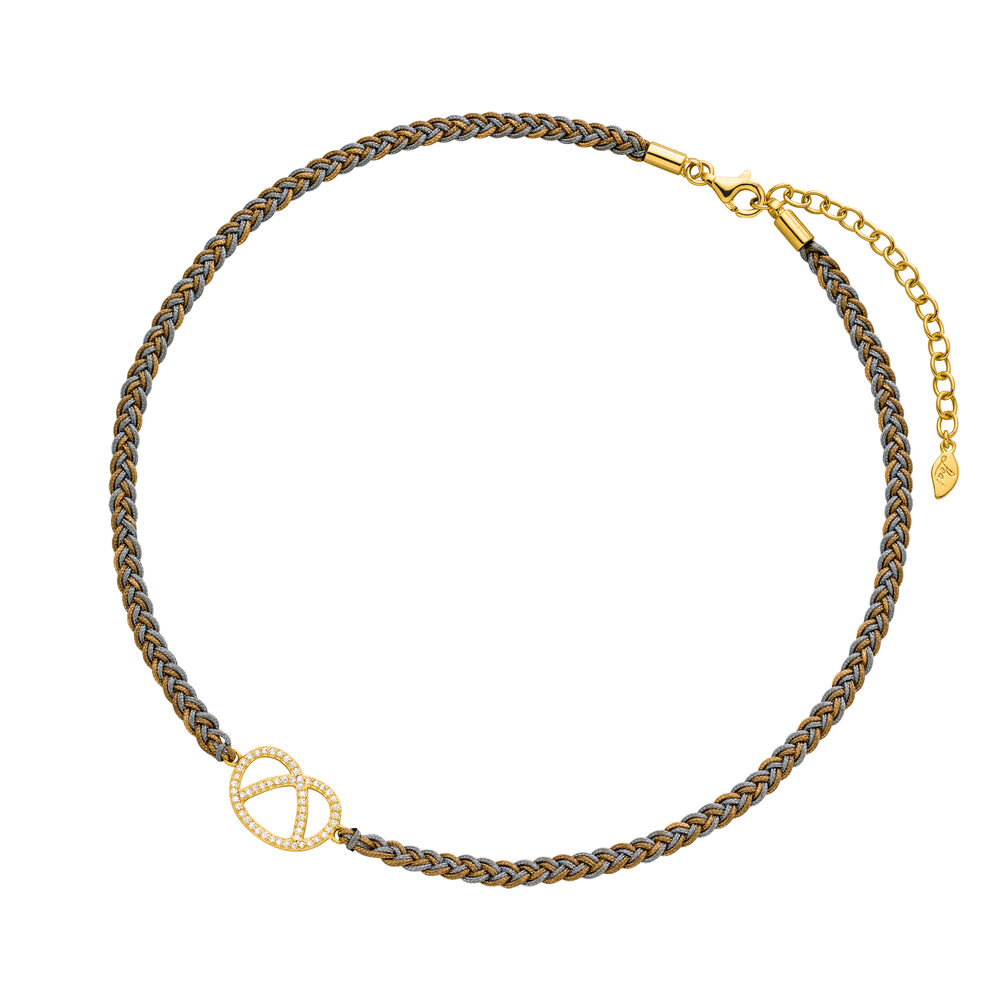 Choker Brezn mit Zirkonia, 18 Karat Gelbgold vergoldet, Nude