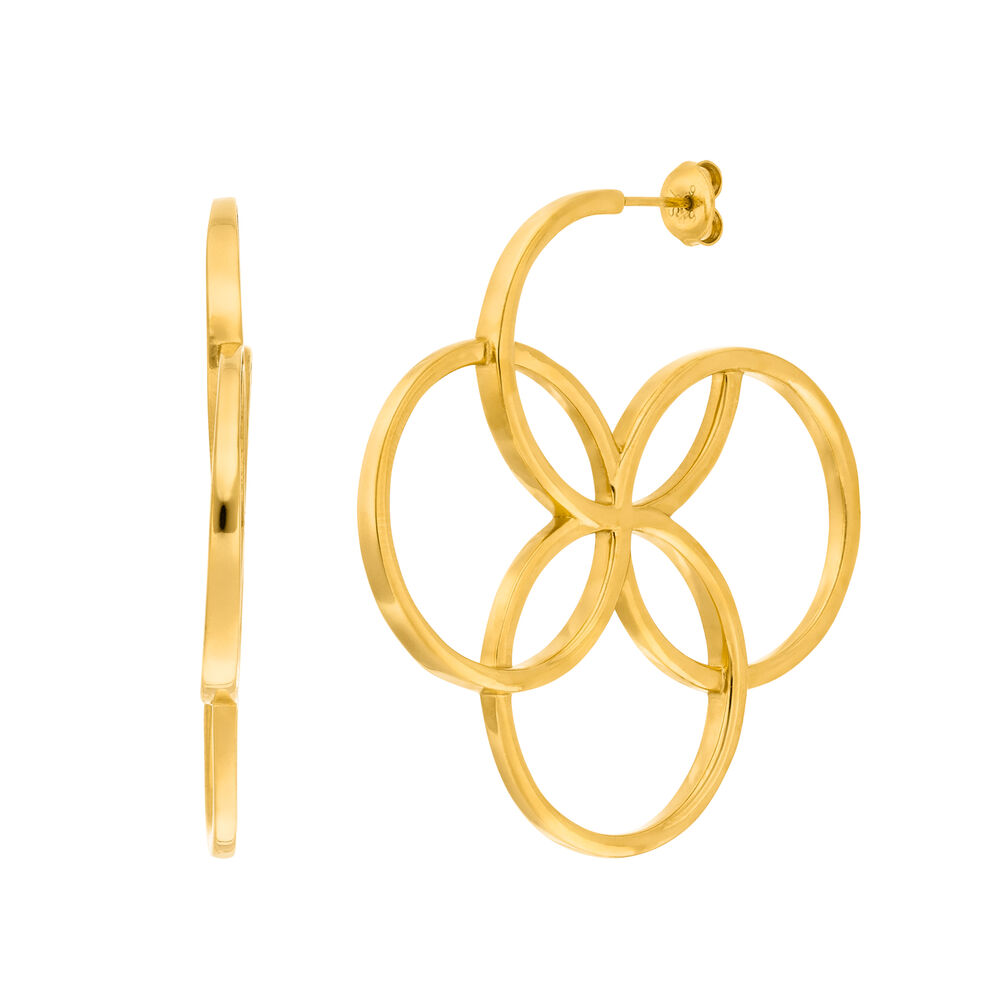 Creolen Clover Charm, gro�, 18 K Gelbgold vergoldet