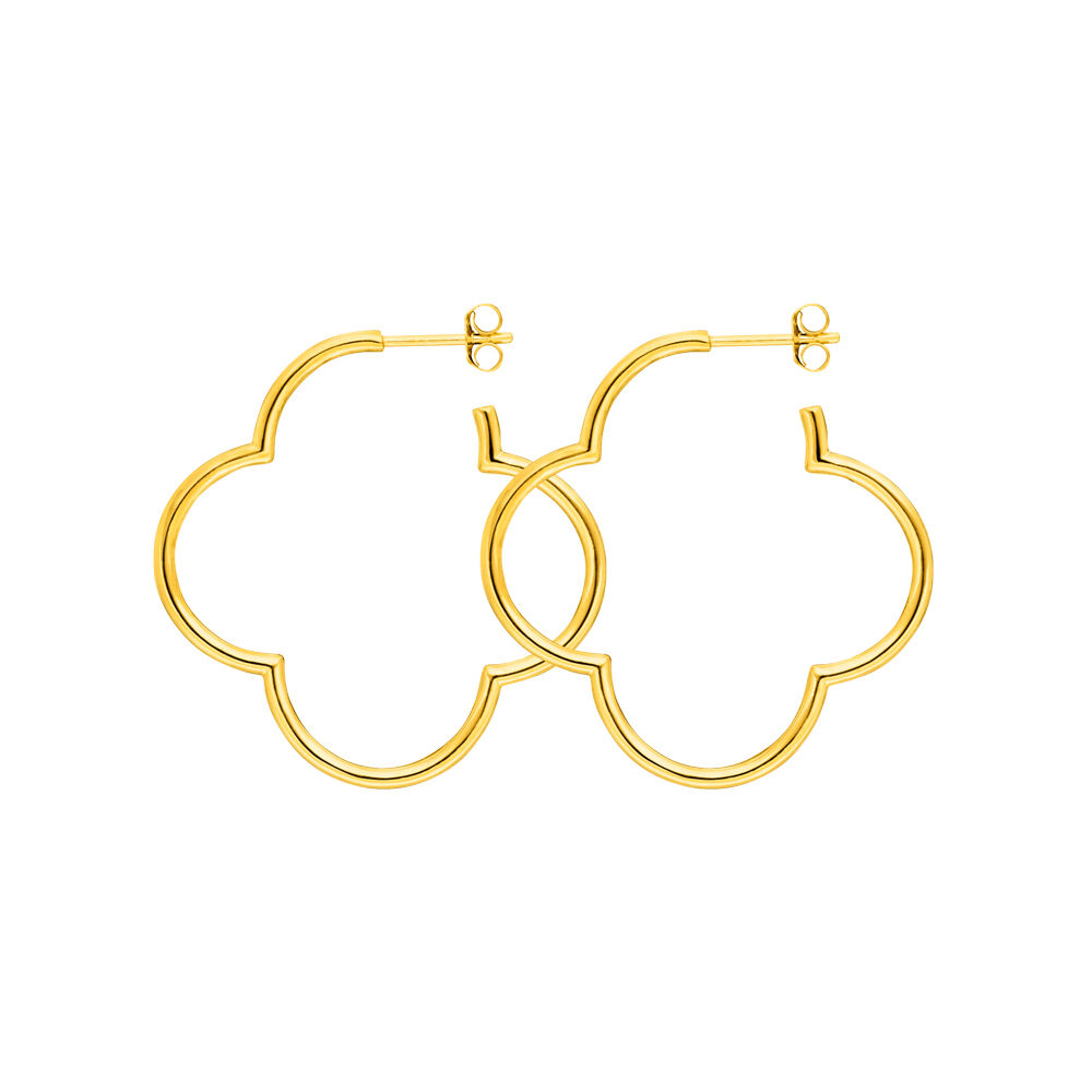 Creolen Kleeblatt, 35mm, 18 K Gelbgold vergoldet