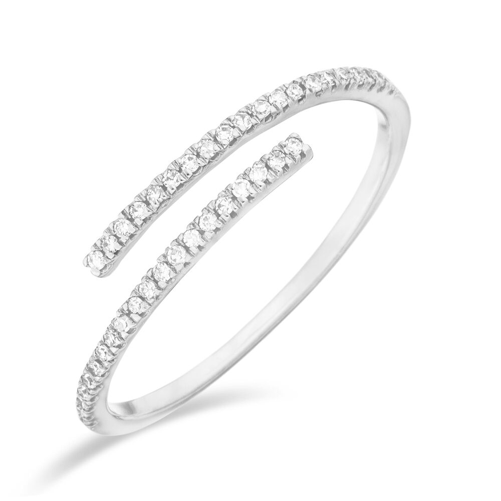 Ring Open mit Diamanten, 18 Karat Wei�gold, Gr.54