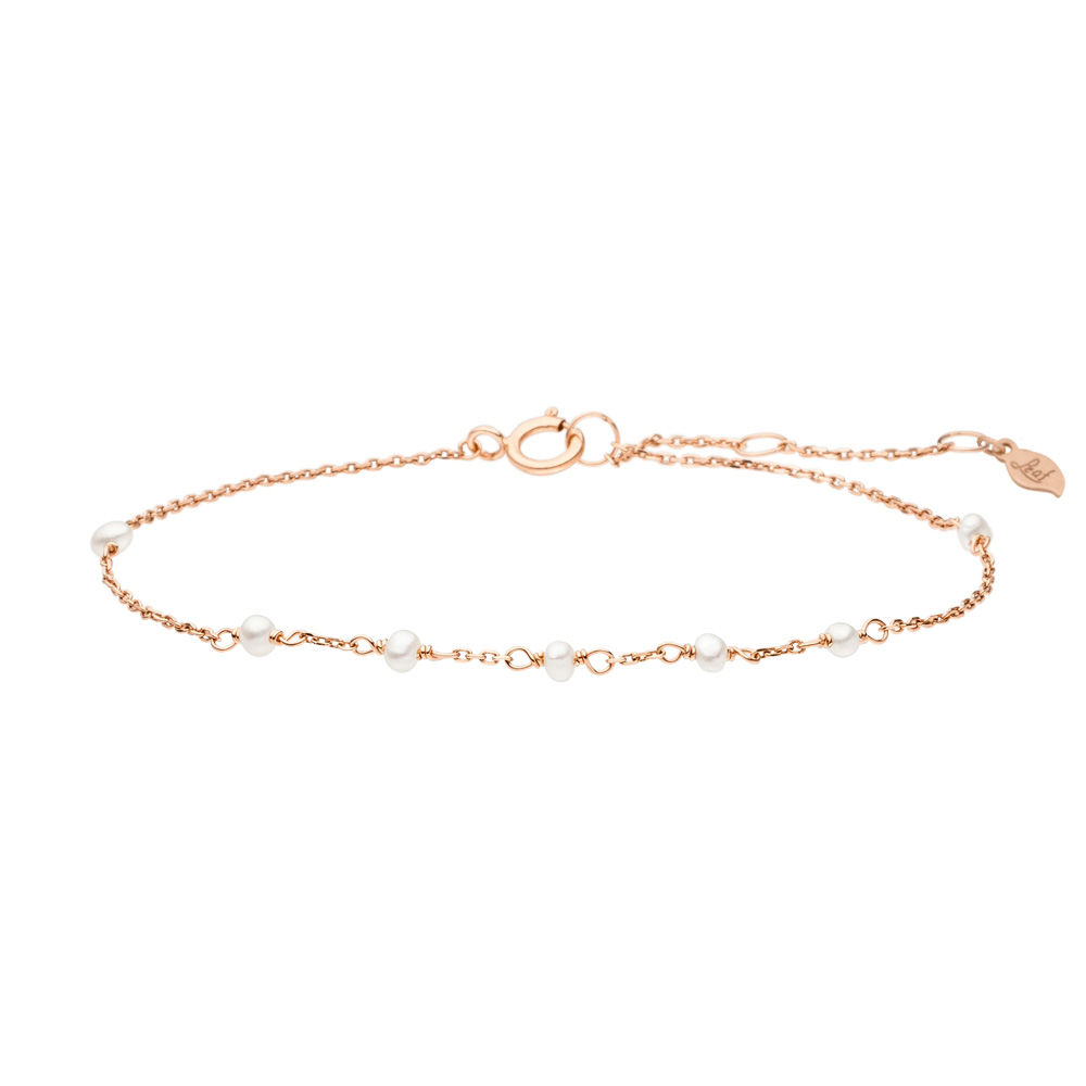 Armkette White Pearls, 14 Karat Rosegold 