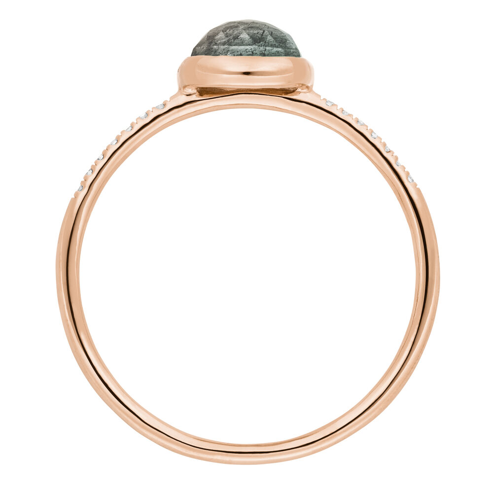 Ring Labradorit mit Diamanten, 14 Karat Rosegold 