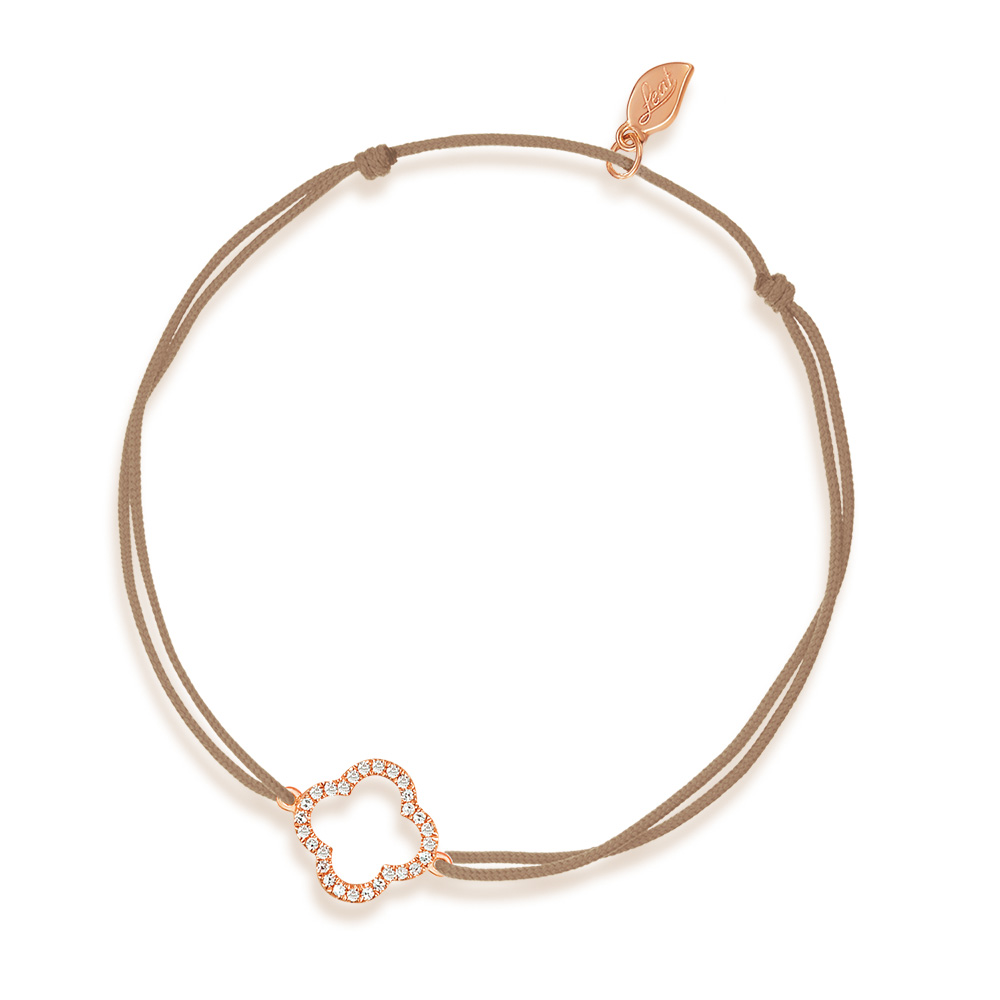 Freundschaftsarmband Kleeblatt mit Diamanten, 18 Karat Rosegold