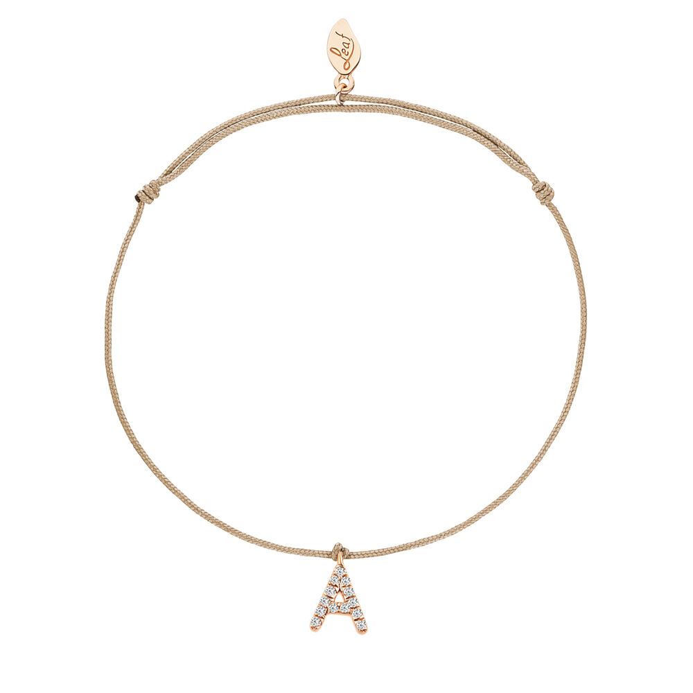 Freundschaftsarmband mit Letter Charm, 14 Karat Rosegold mit Diamanten