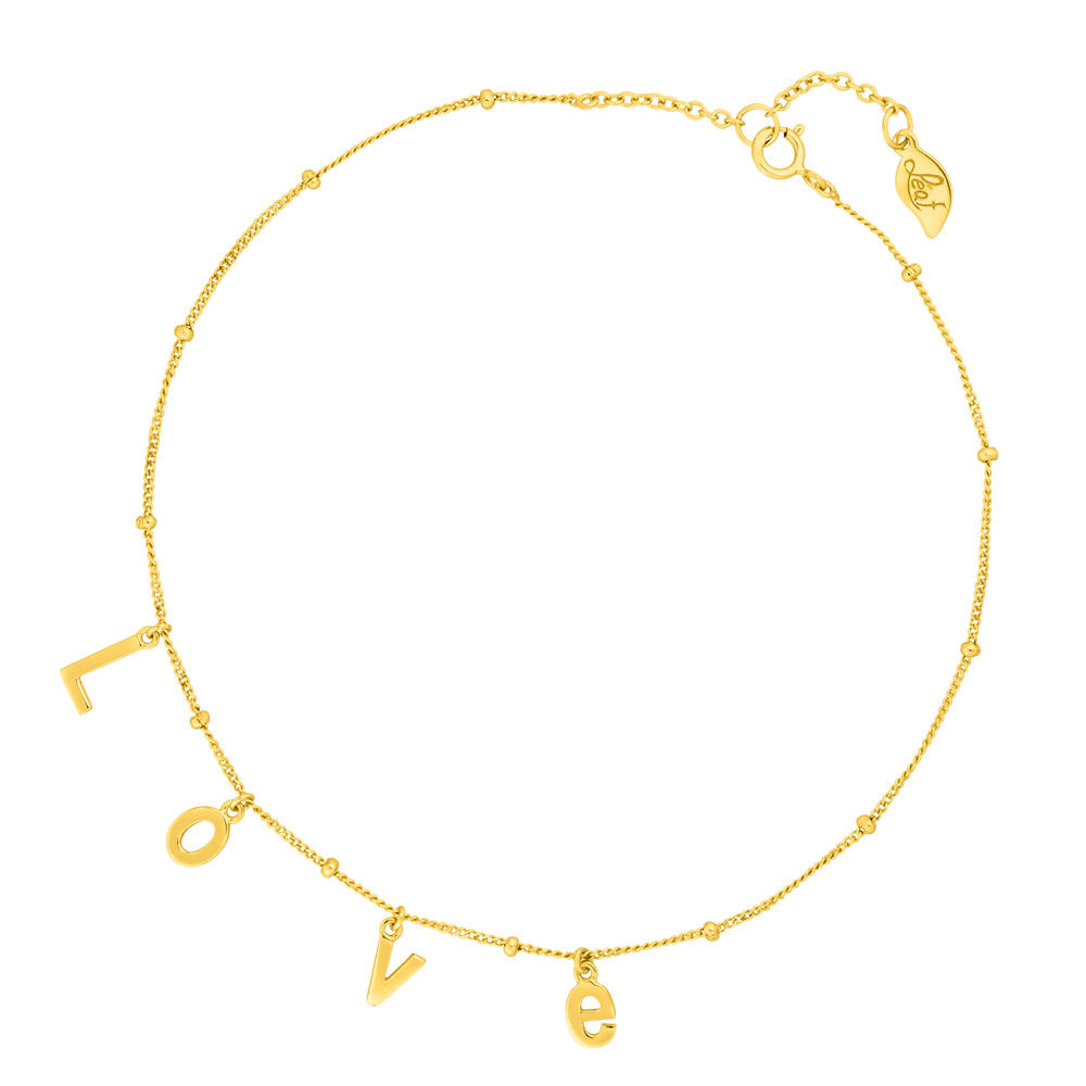 Fu�kette L O V E, 18 K Gelbgold vergoldet
