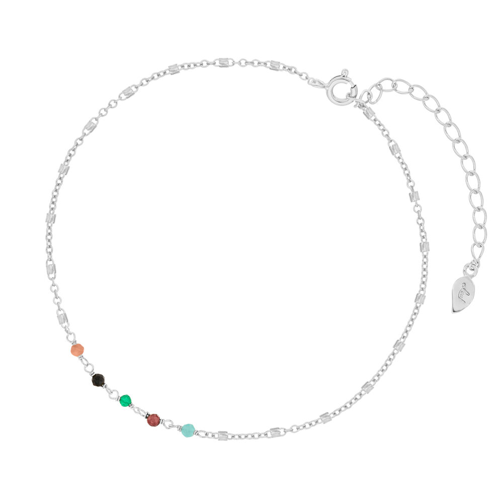 Fu�kette Multi Gems, 925 Sterlingsilber