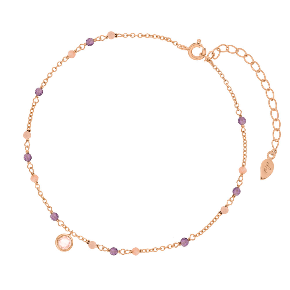 Fu�kette Purple Love, 18 Karat Rosegold vergoldet