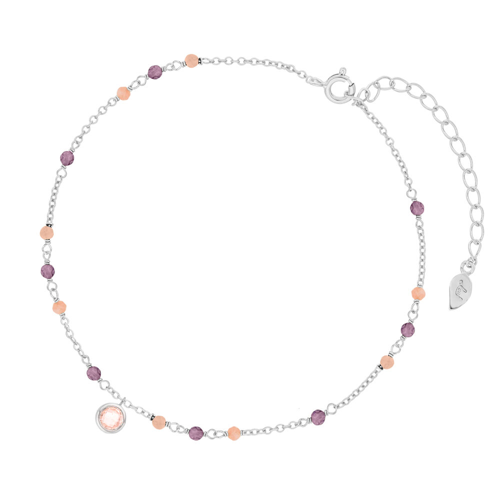Fu�kette Purple Love, 925 Sterlingsilber