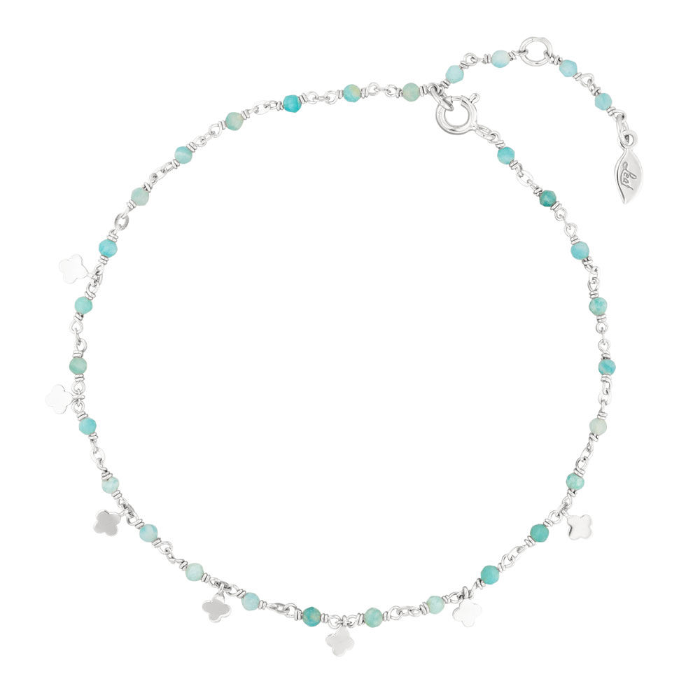 Fu�kette Rainbow, Amazonit, 925 Sterlingsilber