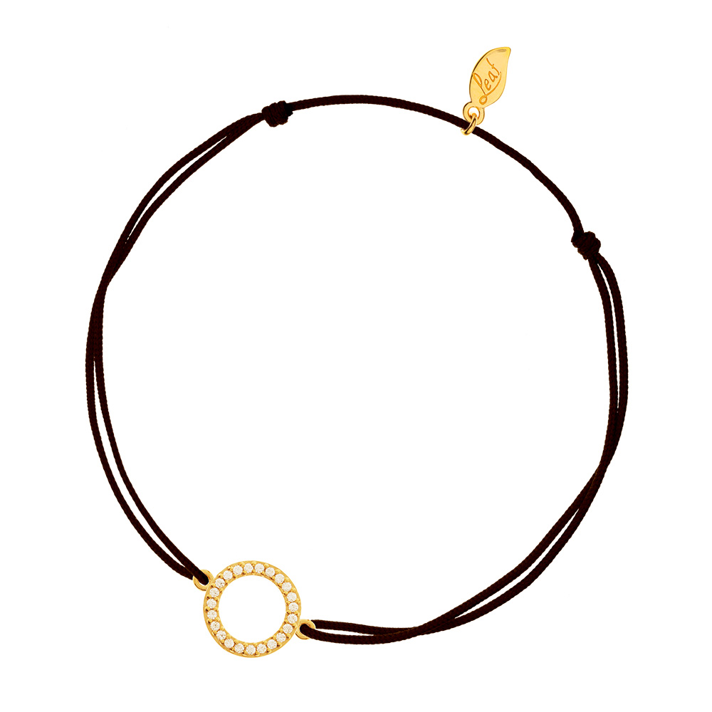 Gl�cksarmb�ndchen Circle Zirkonia, Gelbgold vergoldet, Schwarz
