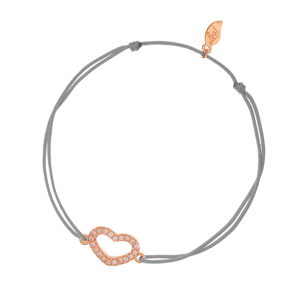Gl�cksarmb�ndchen Herz Zirkonia, Ros�gold vergoldet, Grau
