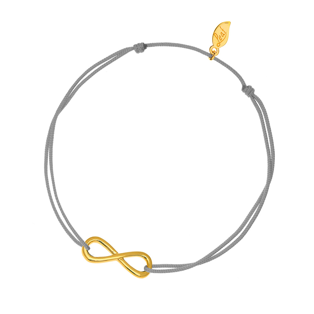 Gl�cksarmb�ndchen Infinity, Gelbgold vergoldet, Grau