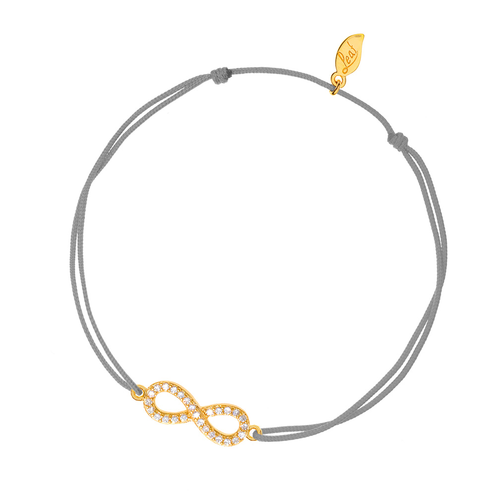 Gl�cksarmb�ndchen Infinity Zirkonia, Gelbgold vergoldet, Grau