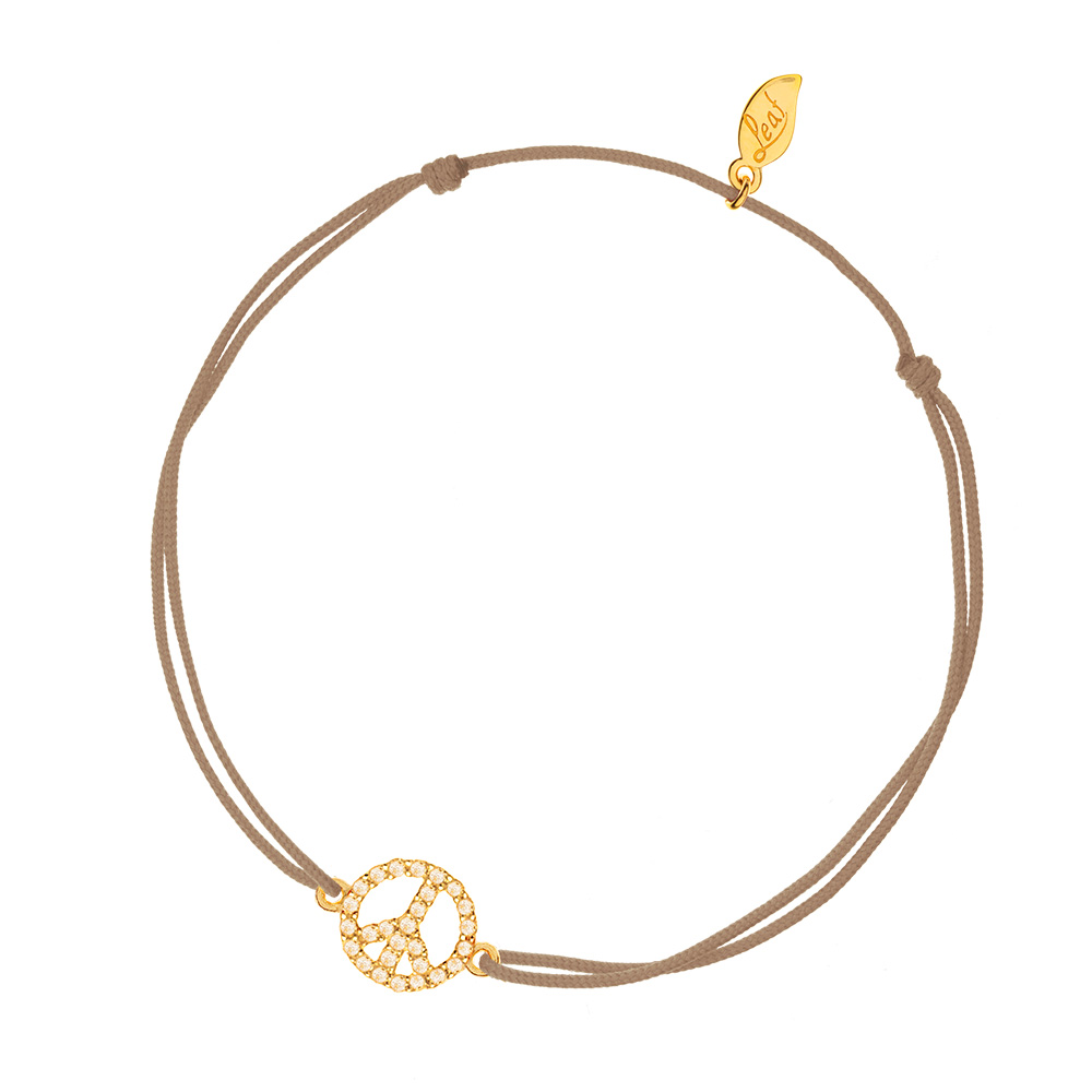 Gl�cksarmband PEACE mit Zirkonia, 18 K Gelbgold vegoldet, Beige