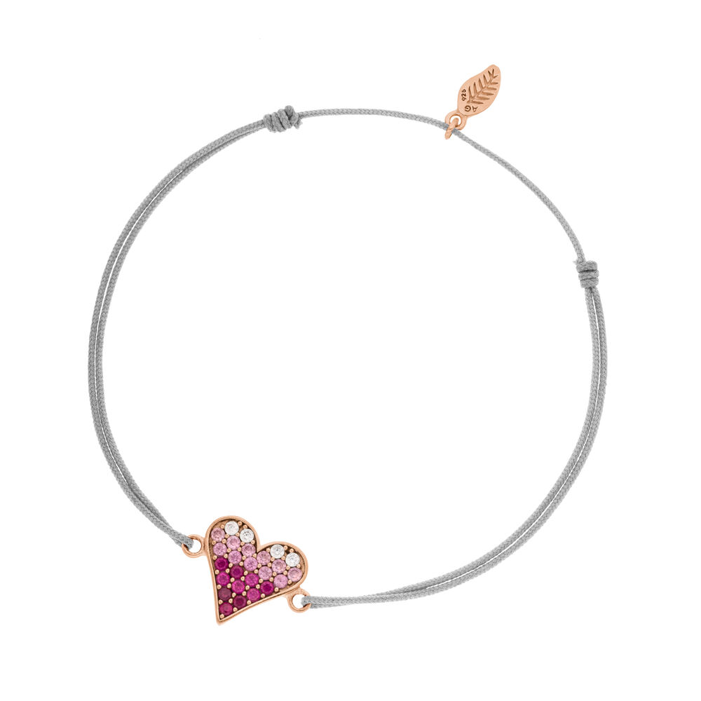 Gl�cksarmband Pink Valentine, 18 K Rosegold vergoldet, Grau