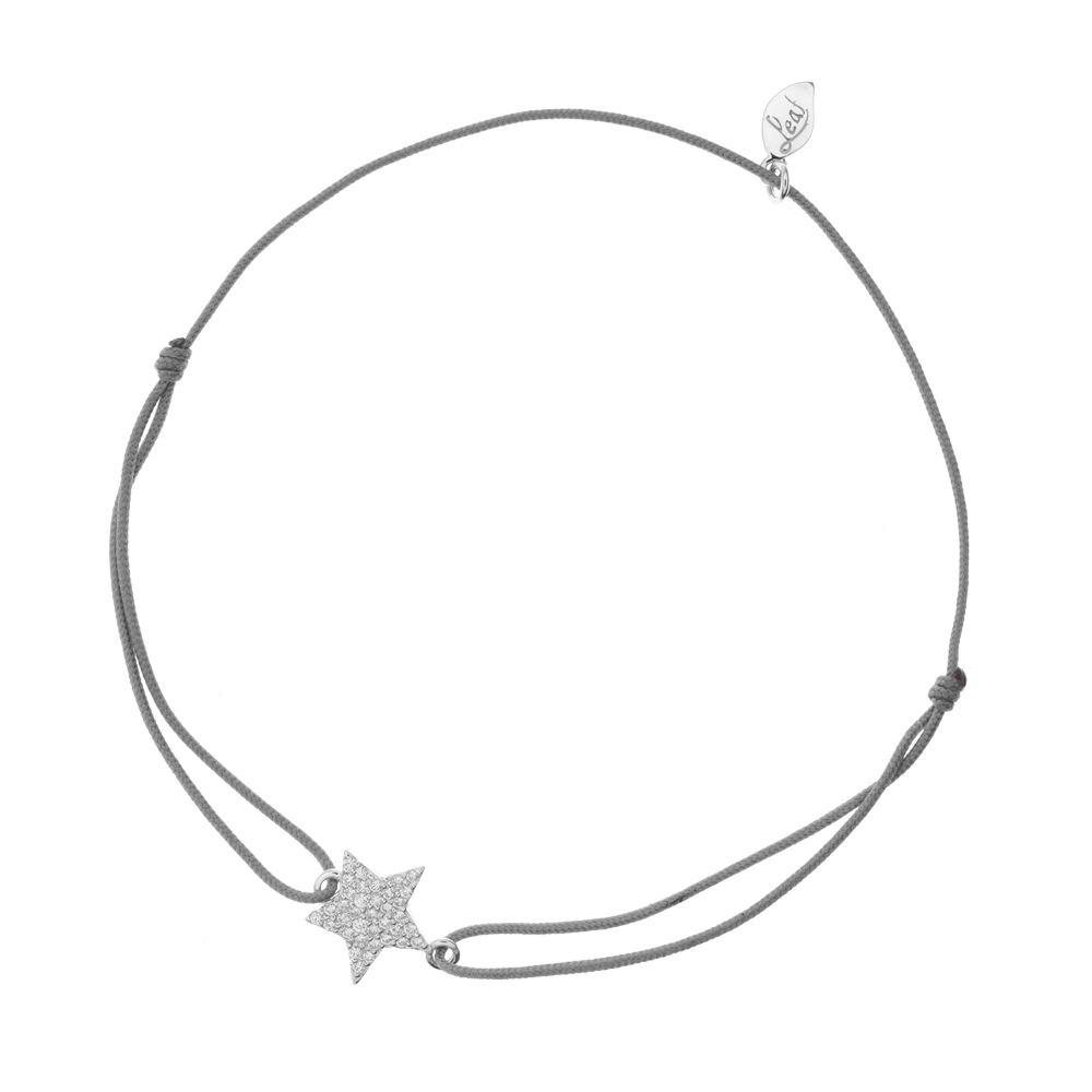Gl�cksarmband Stern, Silber, Zirkonia, Grau