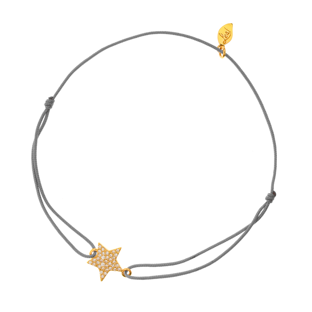Gl�cksarmband Stern, Silber vergoldet, Zirkonia, Grau