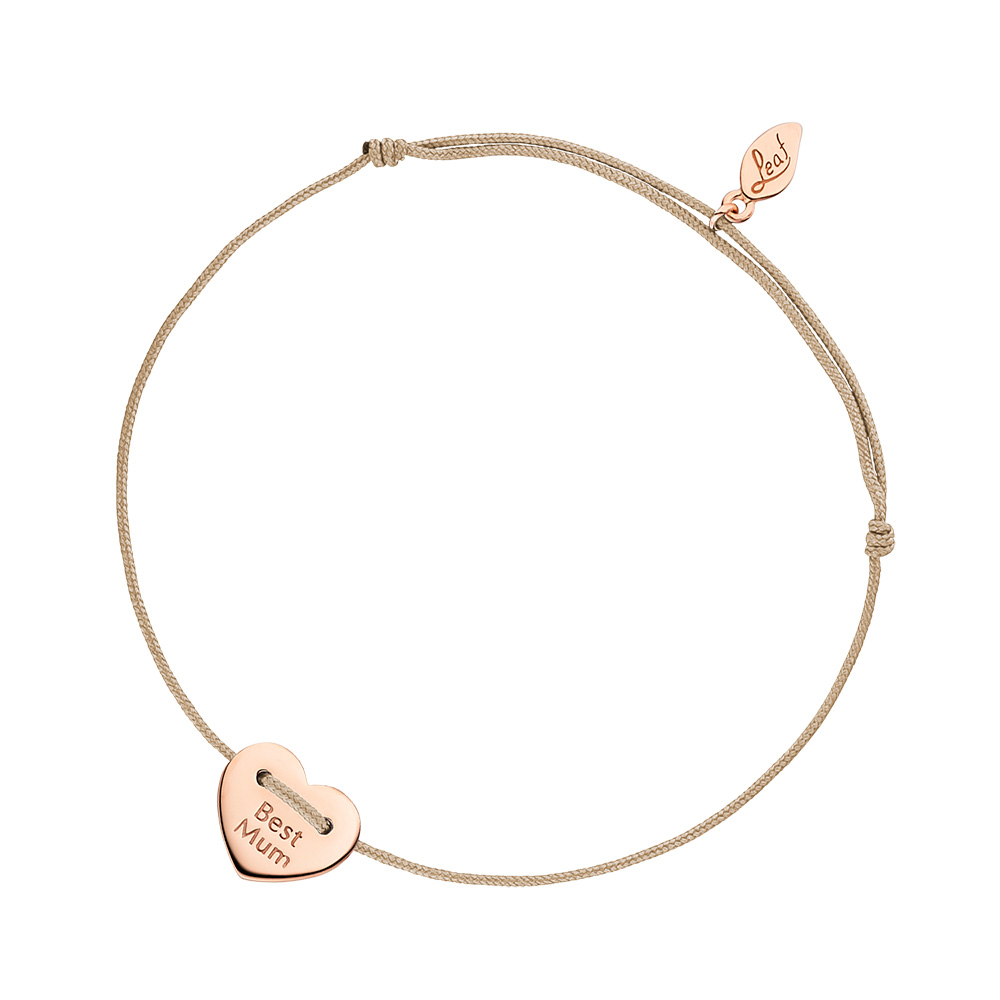 Gl�cksb�ndchen Best Mum, 18 K Rosegold vergoldet, Beige