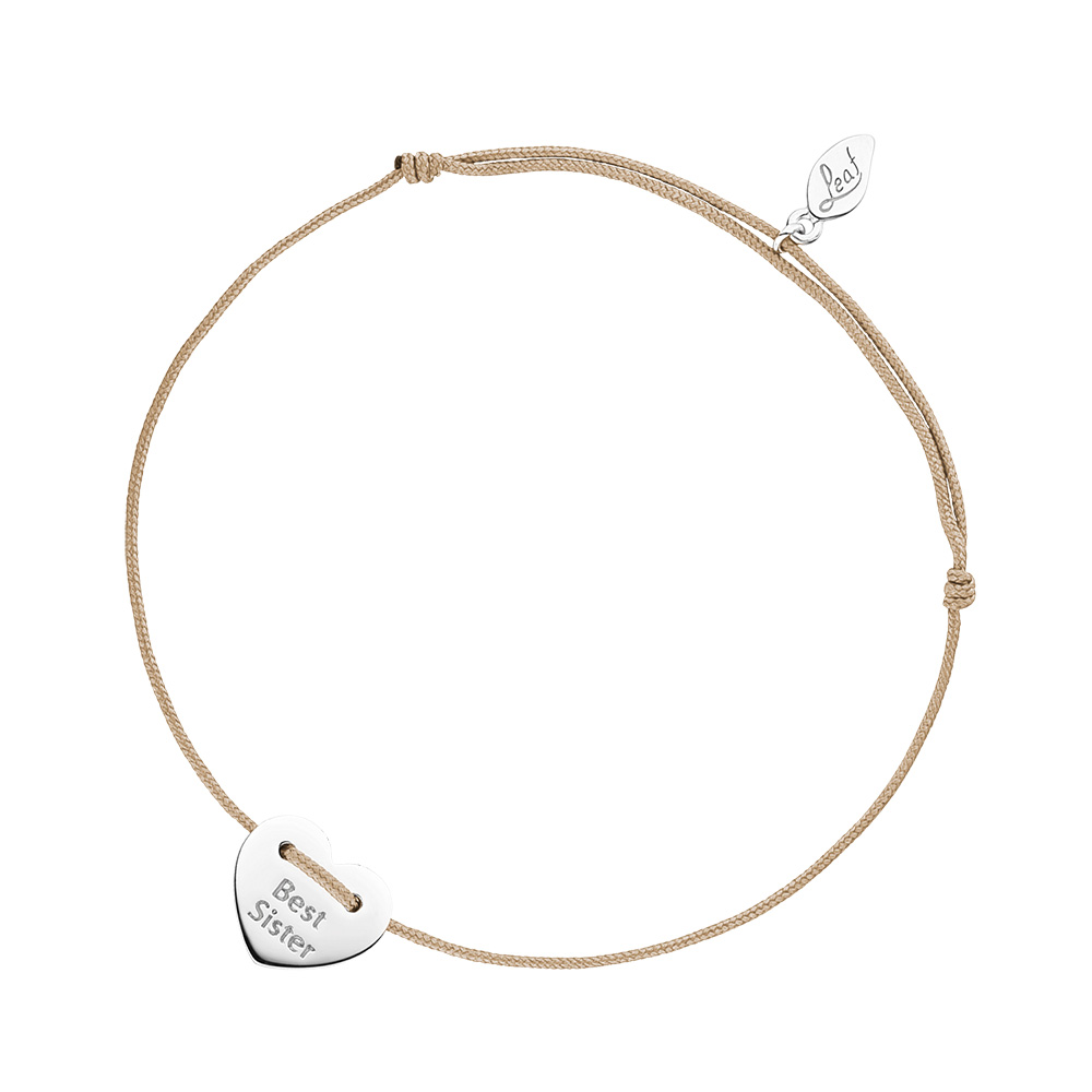 Gl�cksb�ndchen Best Sister, 925 Sterlingsilber, Beige