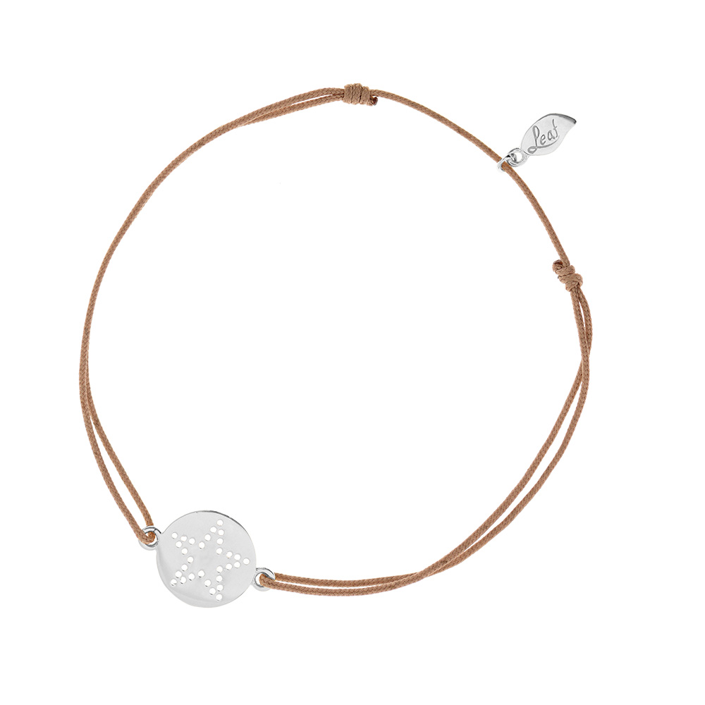 Gl�cksb�ndchen Disc STAR, Silber, Beige