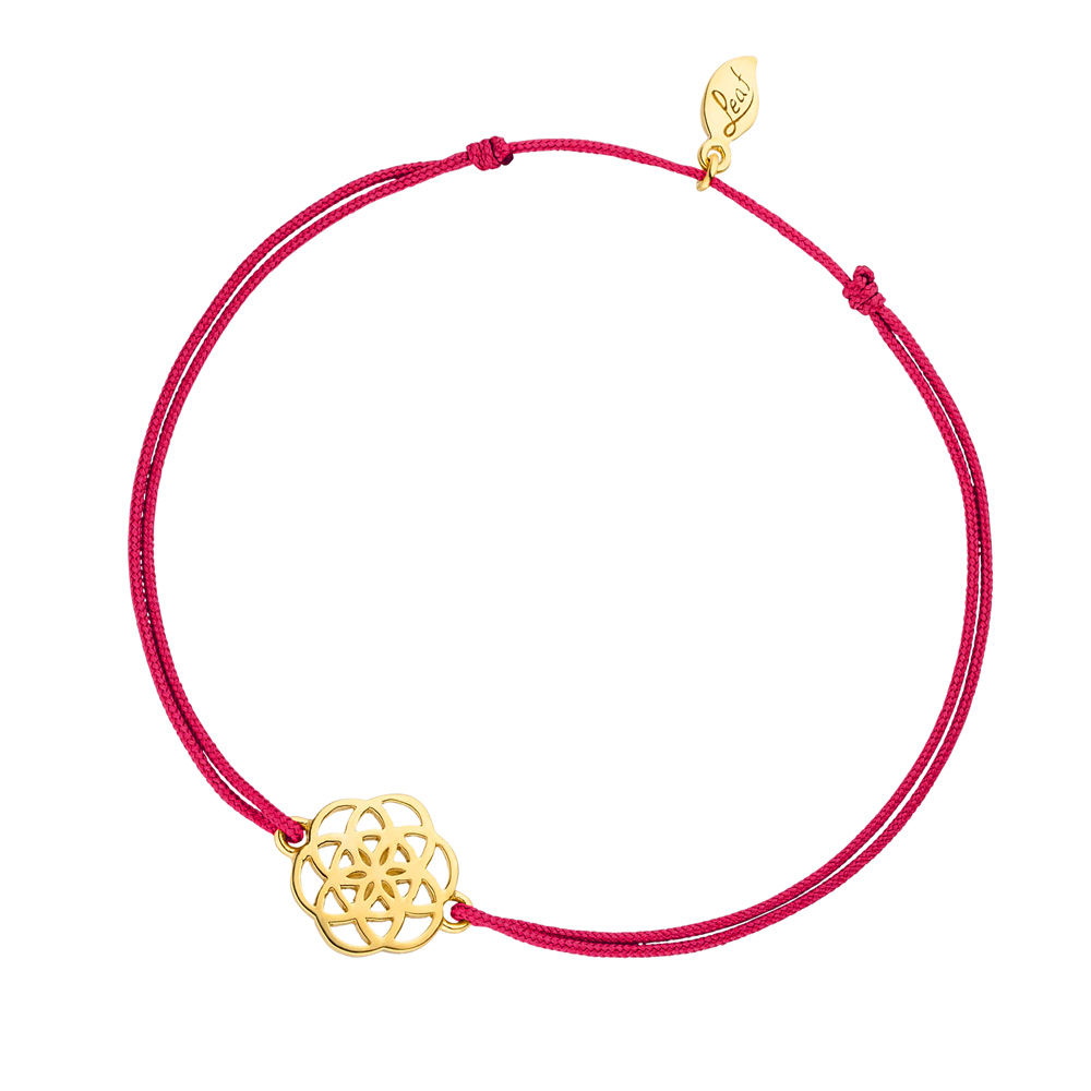 Gl�cksb�ndchen Flower of Life, 18K Gelbgold vergoldet, Fuchisa