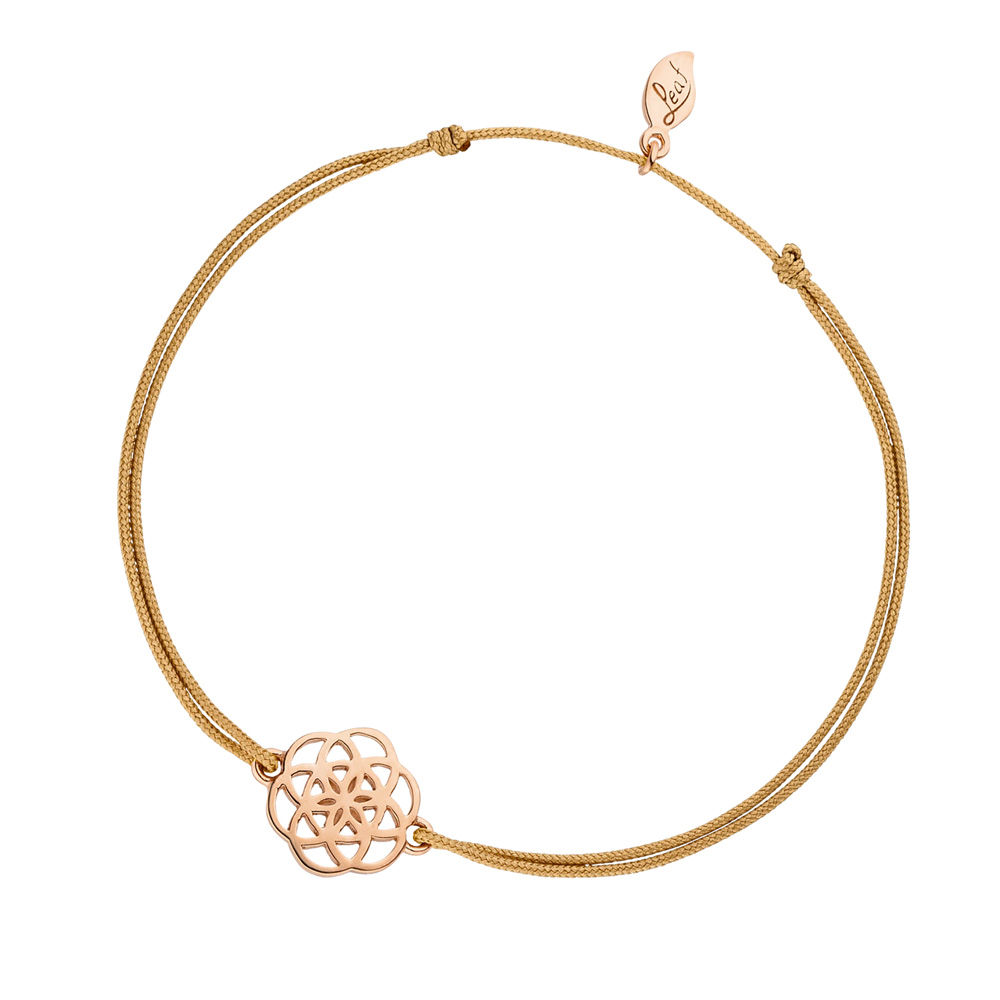 Gl�cksb�ndchen Flower of Life, 18K Rosegold vergoldet, Beige
