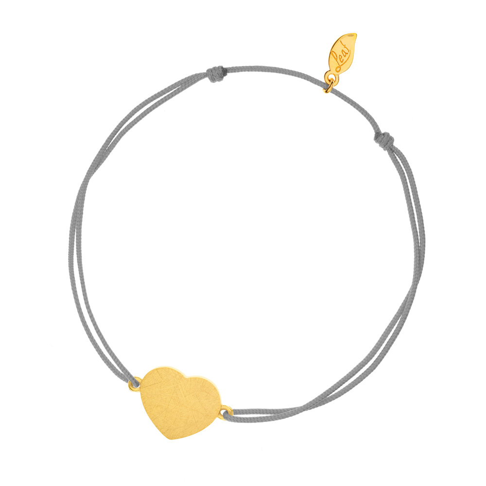 Gl�cksb�ndchen Heart-Disc, matt, Gelbgold vergoldet, grau