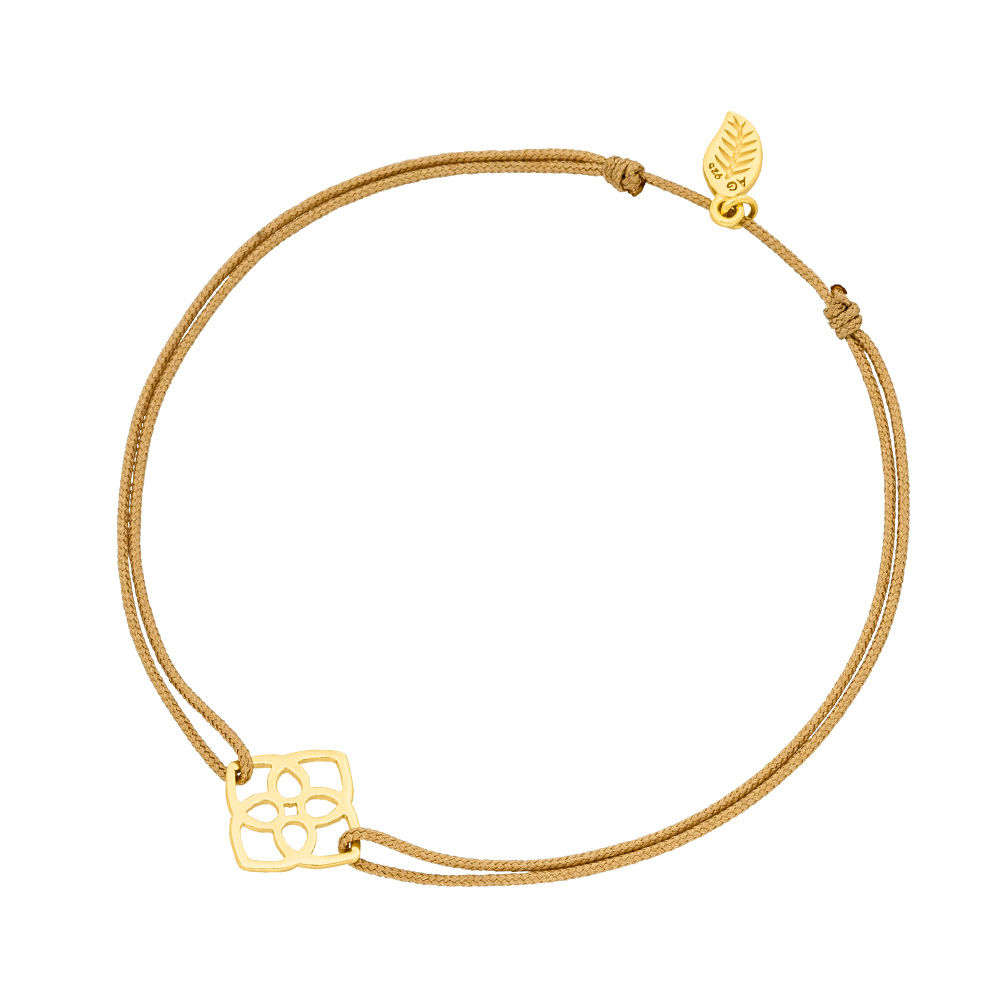 Gl�cksb�ndchen Heart Flower, 18 K Gelbgold vergoldet, Beige