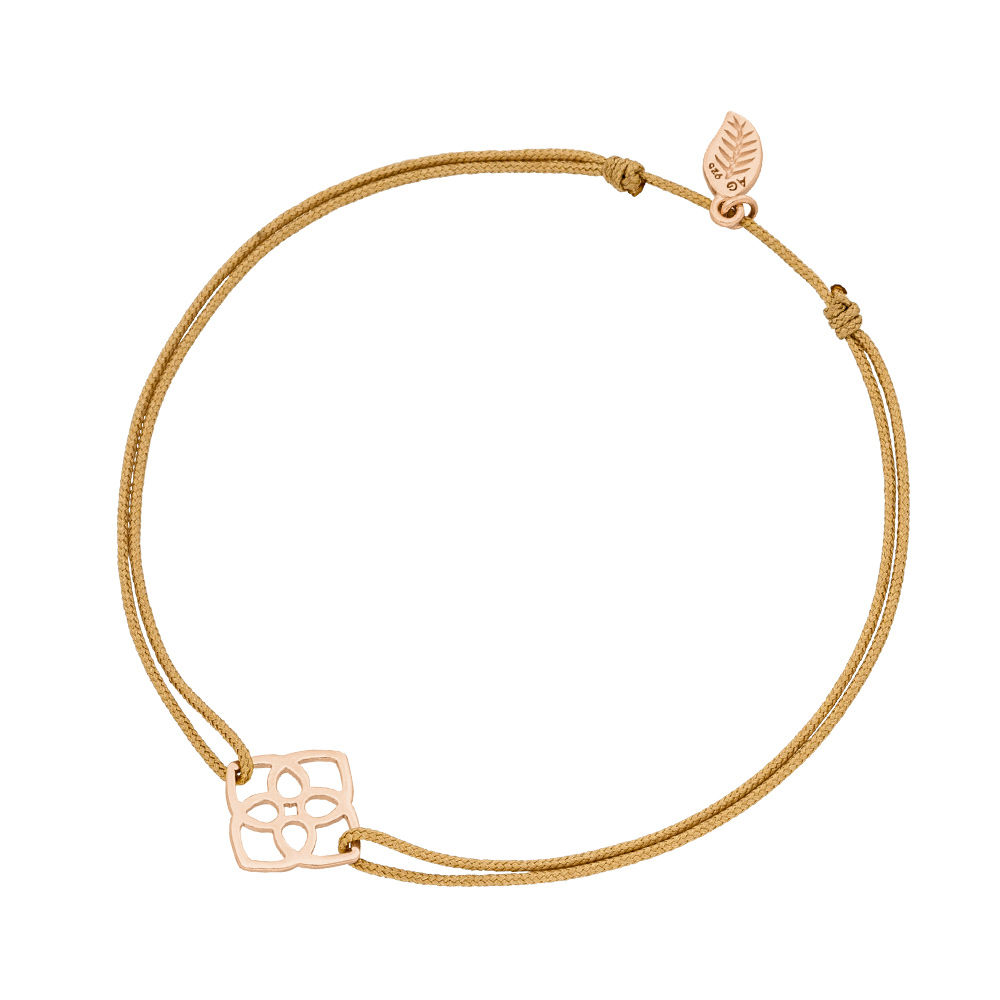 Gl�cksb�ndchen Heart Flower, 18 K Rosegold vergoldet, Beige