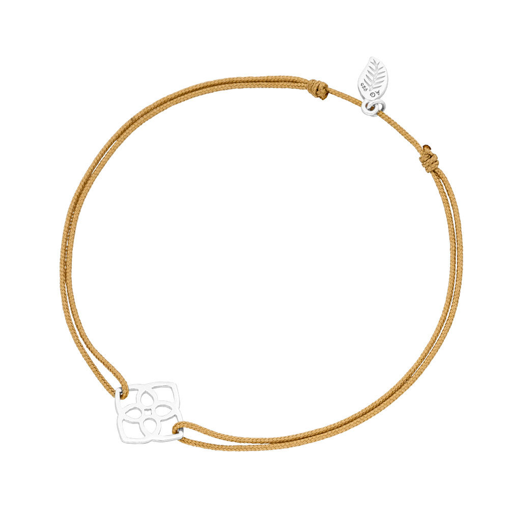 Gl�cksb�ndchen Heart Flower, 925 Sterlingsilber, Beige