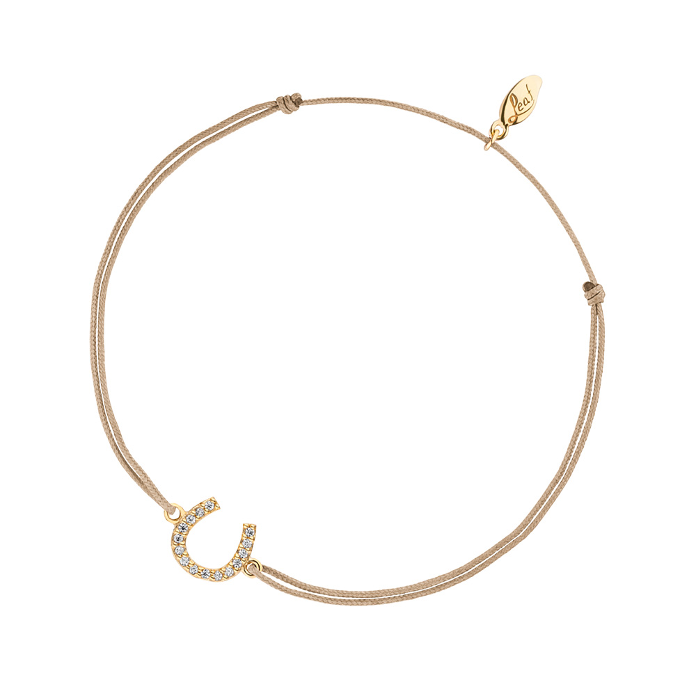 Gl�cksb�ndchen Hufeisen, 18 K Gelbgold vergoldet, Beige