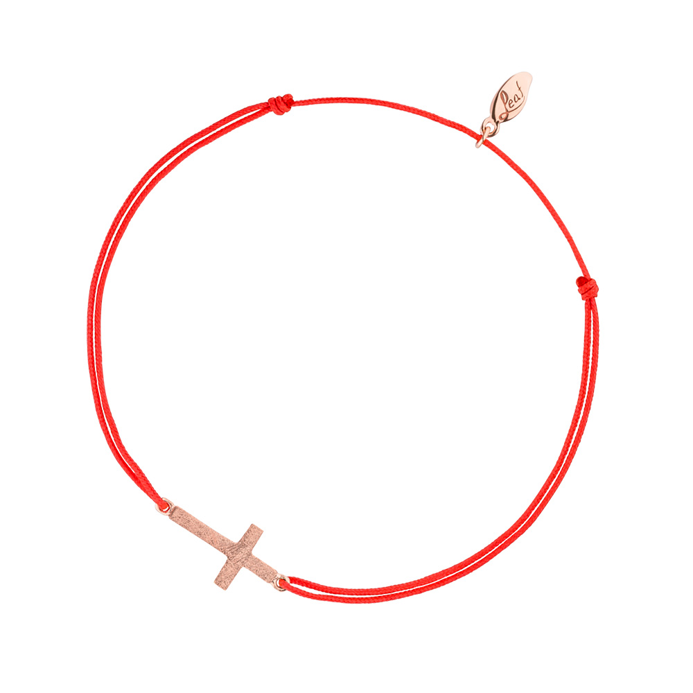 Gl�cksb�ndchen Hufeisen, 18 K Rosegold vergoldet, Koralle