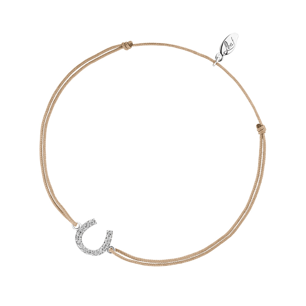 Gl�cksb�ndchen Hufeisen, 925 Sterlingsilber, Beige