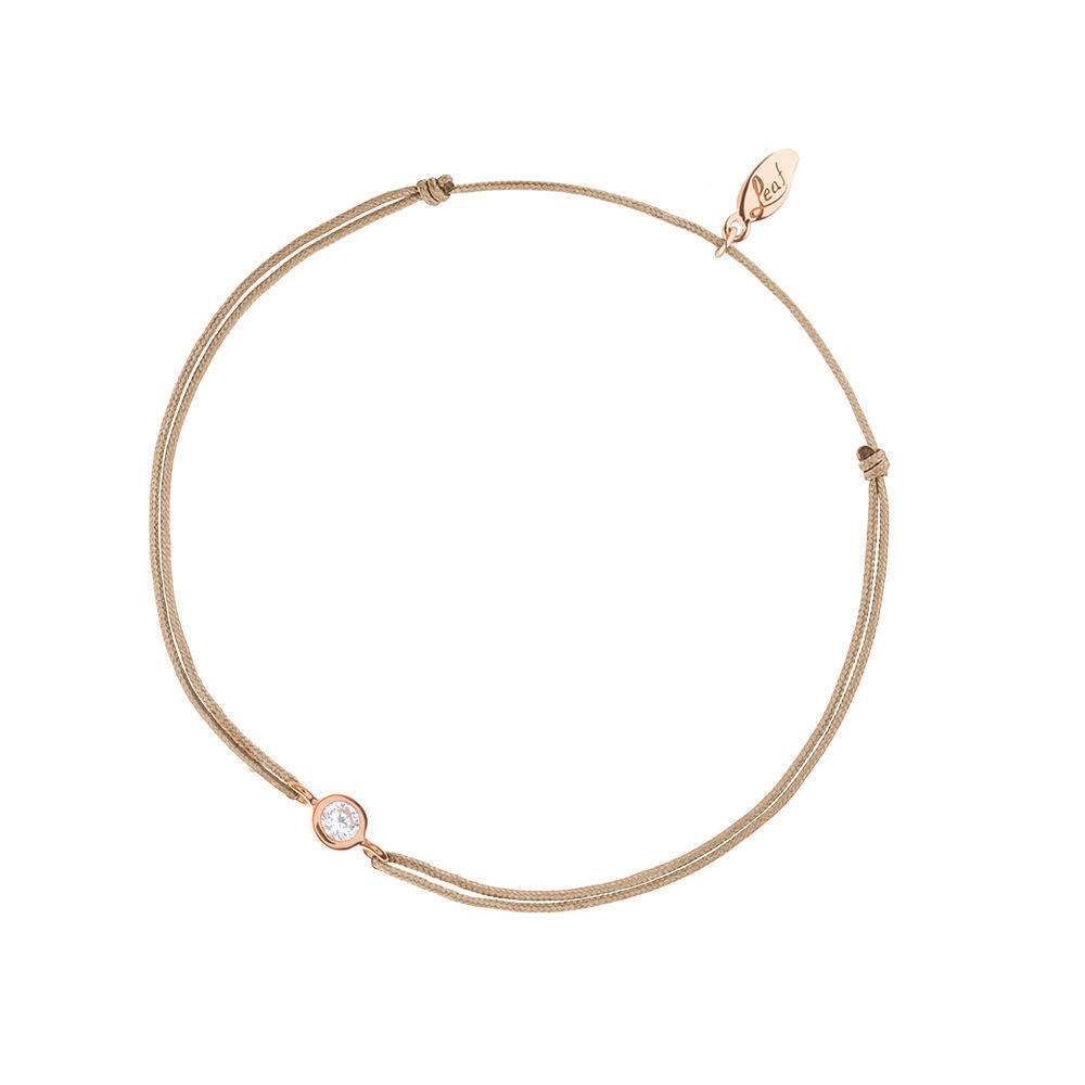 Gl�cksb�ndchen Pure, 18 K Rosegold vergoldet, Beige