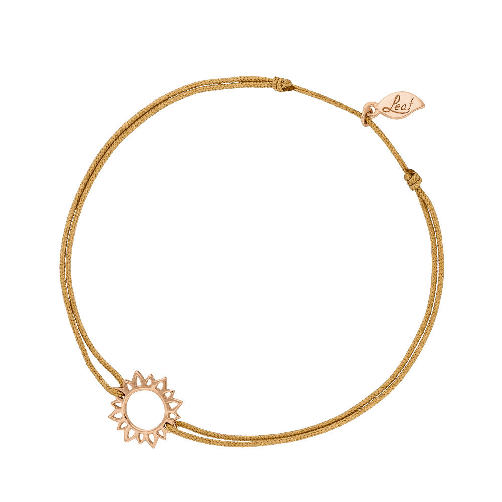 Gl�cksb�ndchen Sun Flower, 18 K Rosegold vergoldet, Beige