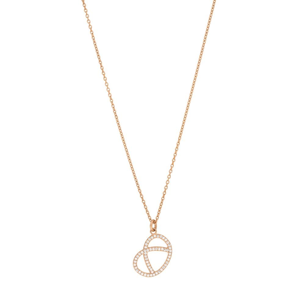 Halskette Brezn mit Zirkonia, 18 Karat Rosegold vergoldet