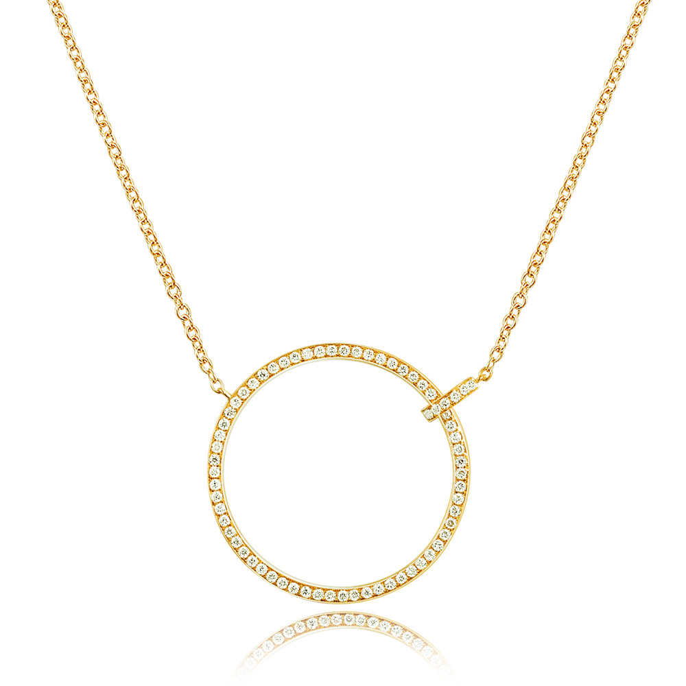 Halskette Circle Gro� mit Diamanten, 18 Karat Gelbgold