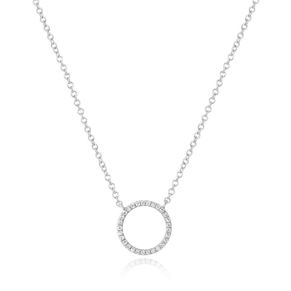 Halskette Circle mit Diamanten, 18 Karat Wei�gold
