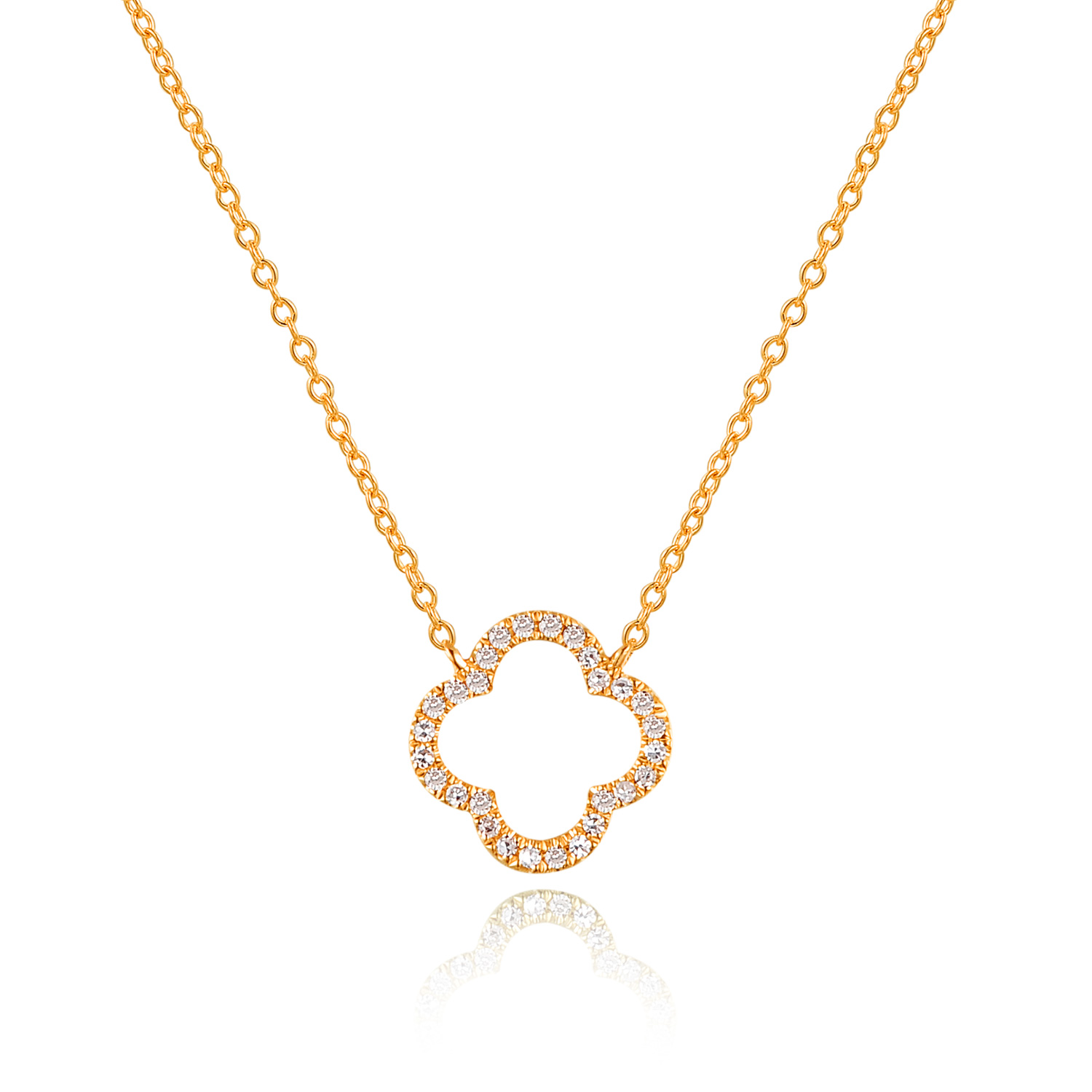 Halskette Clover mit Diamanten, 18 Karat Gelbgold