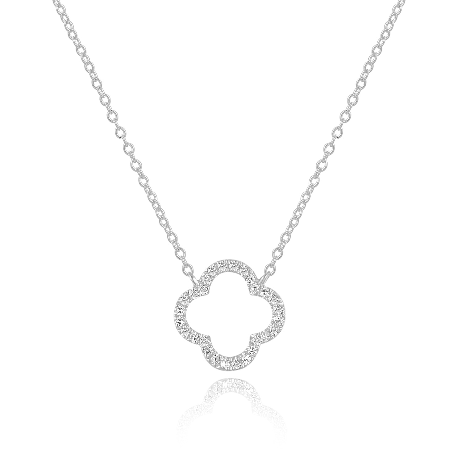 Halskette Clover mit Diamanten, 18 Karat Wei�gold