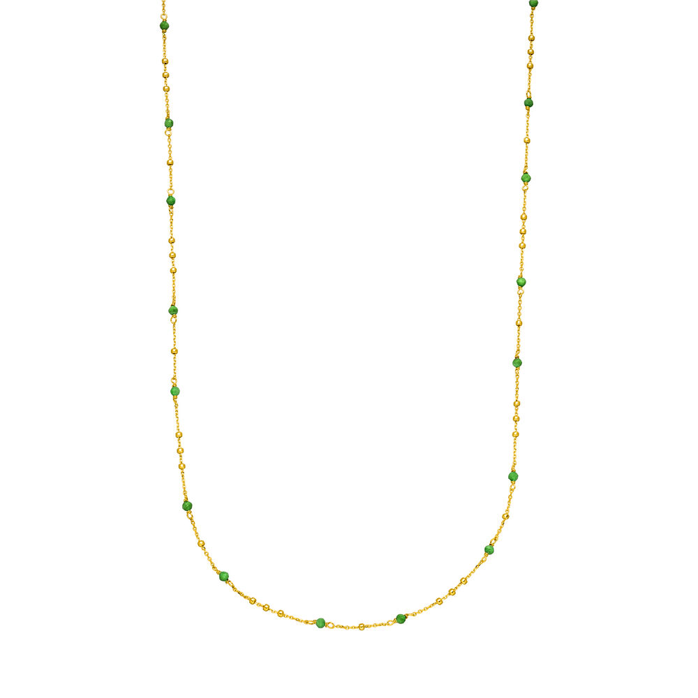 Halskette Flying Gems, Gr�ner Achat, 90cm, 18 Karat Gelbgold vergoldet