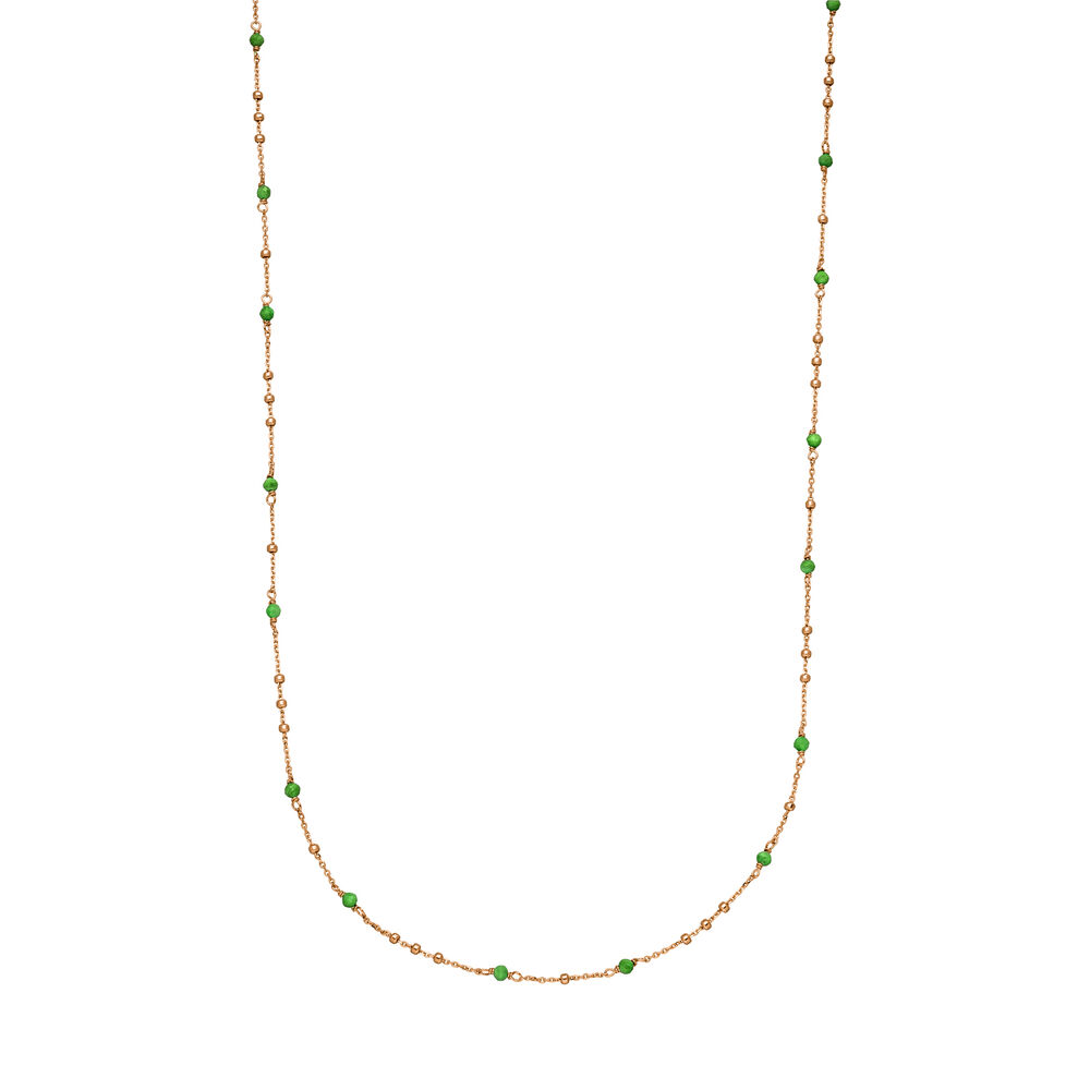 Halskette Flying Gems, Gr�ner Achat, 90cm, 18 Karat Rosegold vergoldet